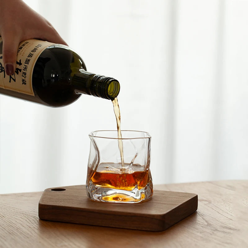Chamvin Japanese Edo Designer Crumple Paper Irregular Shape Crystal Wine Spirit XO Brandy Cup Whisky glass