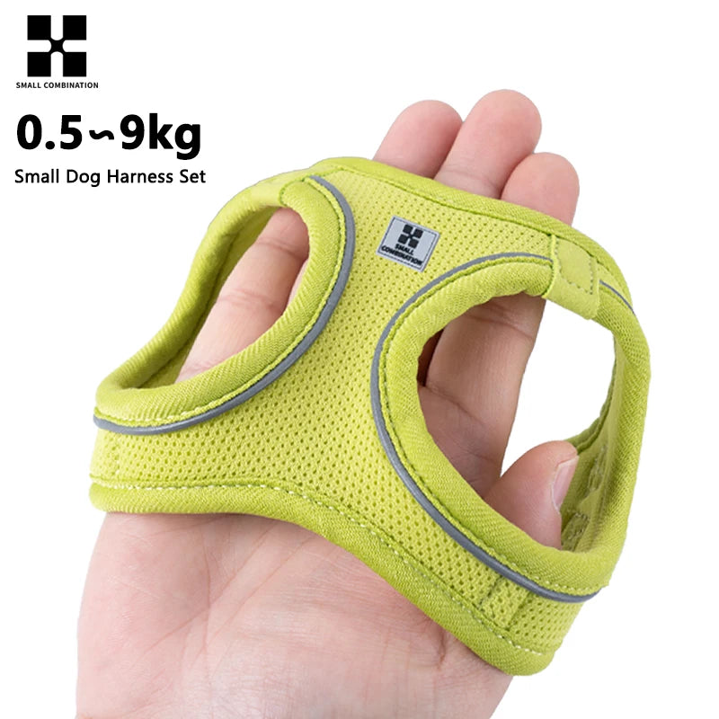 SMALL COMBINATION Small Dog Harness Leash Set Soft Reflective for Puppy Cat Harness Pet Vest Chihuaahua Sausage  Outdoor Walking