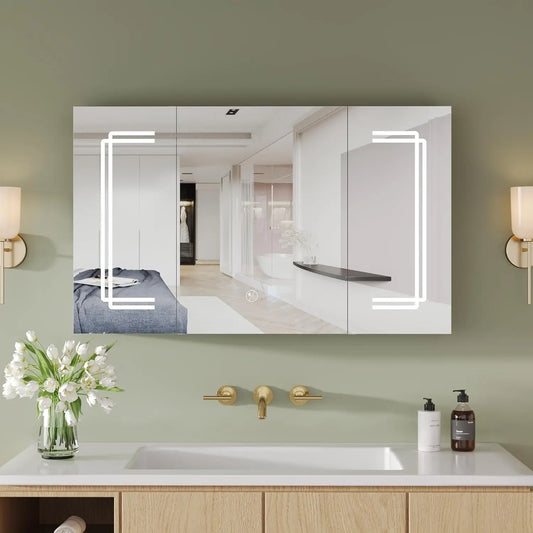 Medicine Cabinets for Bathroom with Mirror, 39.97"x 23.62" Wall Mounted LED Medicine Cabinet Organizer, Customized
