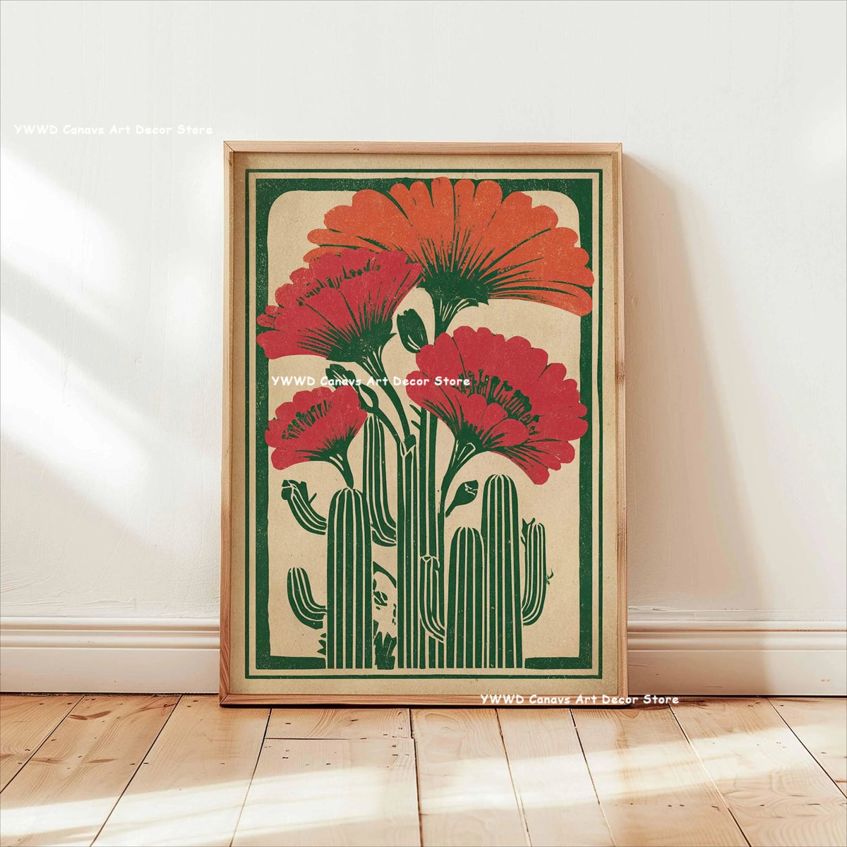 Bohemian Cactus Desert Canvas Poster Mexico Smallest Architectural Artwork Western Plant Wall Art Print for Modern Home Decor