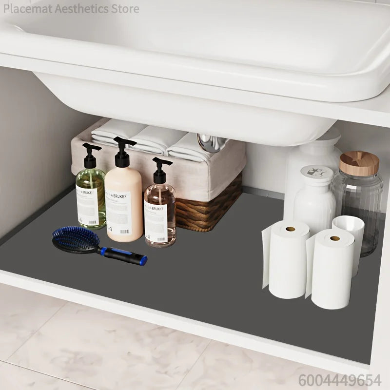 1pc Premium Sink Mat, Free Cutting - Leak-Proof Cabinet Protector Sink Mat, Reusable Cabinet Shelf Liner for Kitchen and Bathroo
