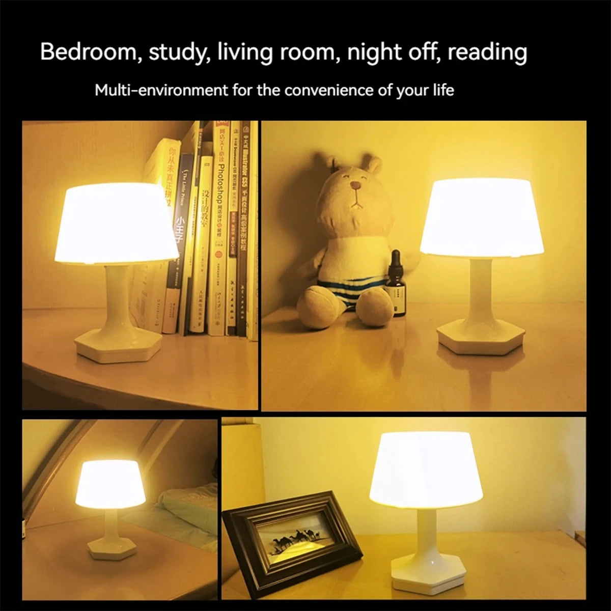USB Rechargeable Led Table Lamp Protect Eyes Adjustable Brightness Bedroom Household Study Desk Lamp Eye Protection Night Light