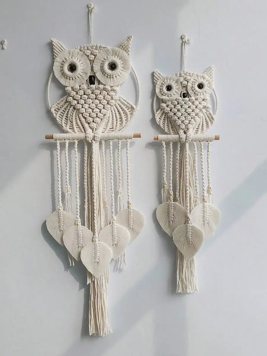 Macrame Owl Wall Hanging Handmade Boho Owl Decor For Nursery, Bedroom Or Entryway
