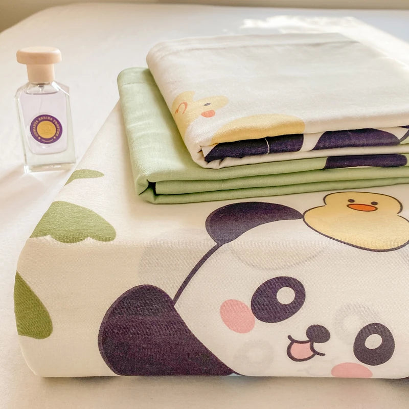All Season Comfort 100% Cotton Flat Sheet , Soft Breathable Cute Cartoon Print Top Sheet, Wrinkle Resistant Fade Resistant