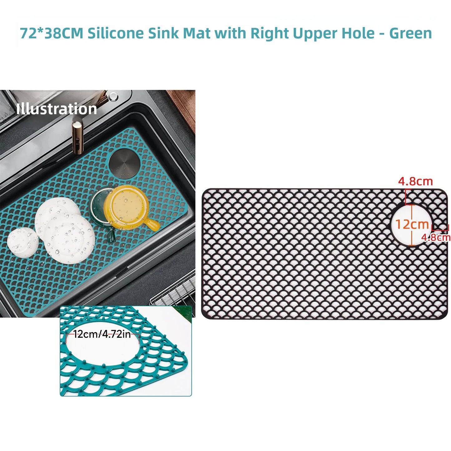 Kitchen Sink Silicone Mat Anti-Scratch Honeycomb Pad Dishwashing Basin Hollow Bottom Draining Pad Non-Slip Sink Mat