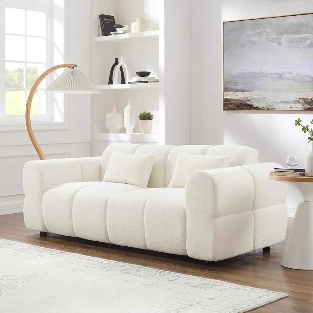 80\" Oversized Boucle Sofa Couch Modern Deep Seat Love Seat Mid-Century Cloud Couch for Living Room Comfortable Customized