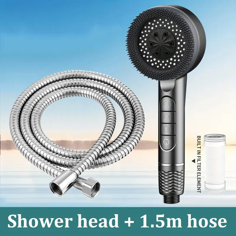 Four-speed Adjustment Shower Booster Shower Head Bathroom Household Water Heater Bath Handheld Shower Head Bracket Set