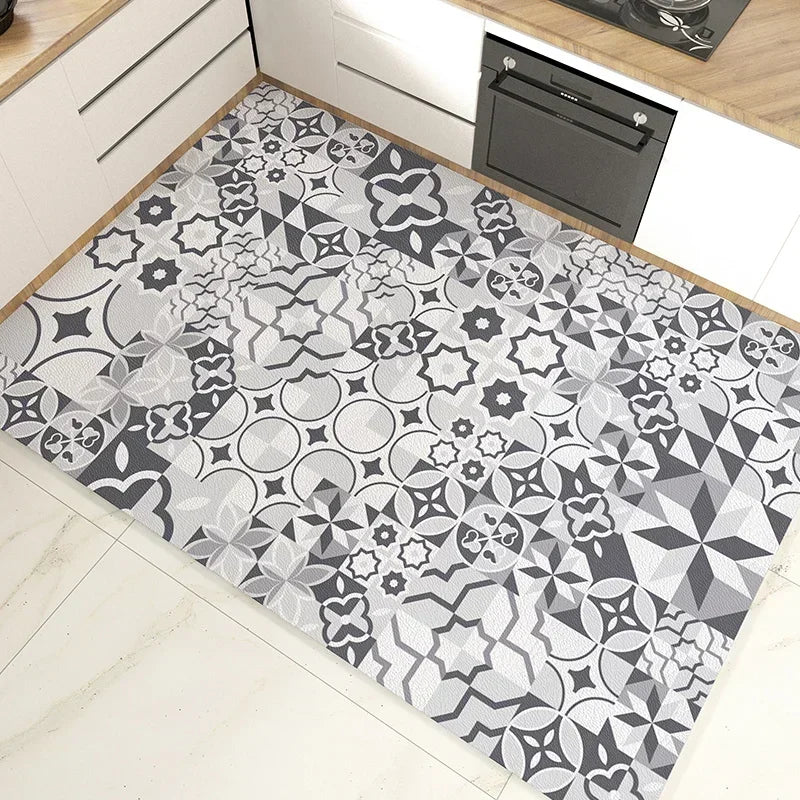 Pvc Kitchen Carpet Waterproof Floor Mat Leather Non-slip Floor Mats Large Area Rug Home Decoration