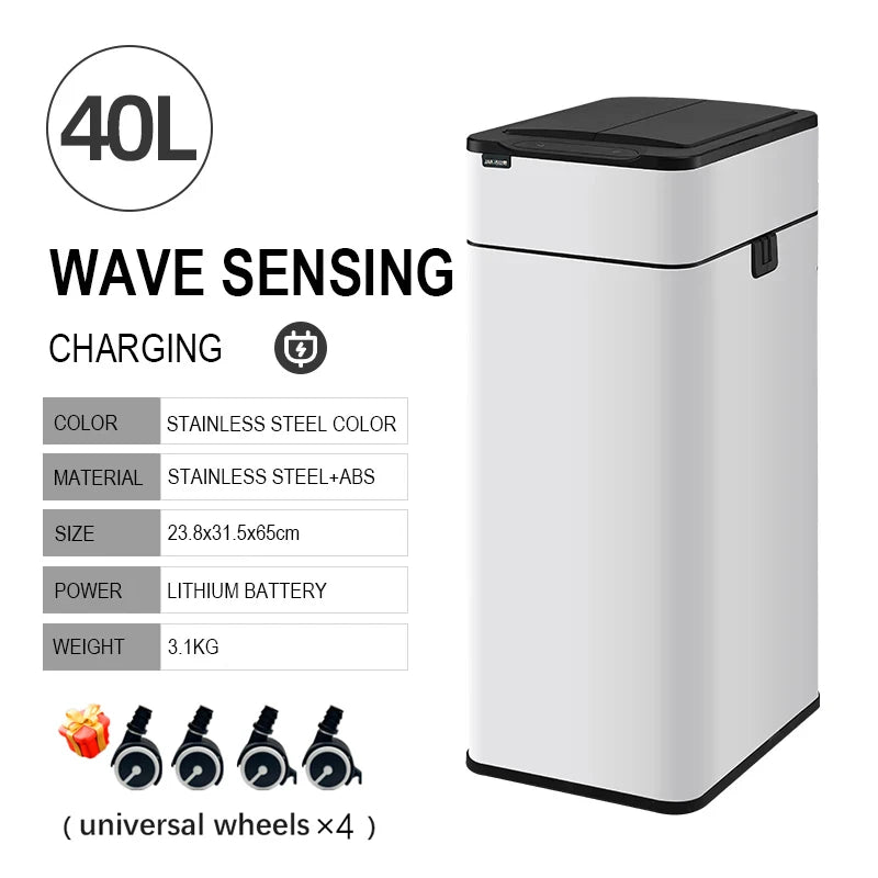 Smart Trash Can 20 30 40 50 60 Liters Wastebasket Large Kitchen Garbage Cube Home Automatic Stainless Steel Garbage Bin Dustbin