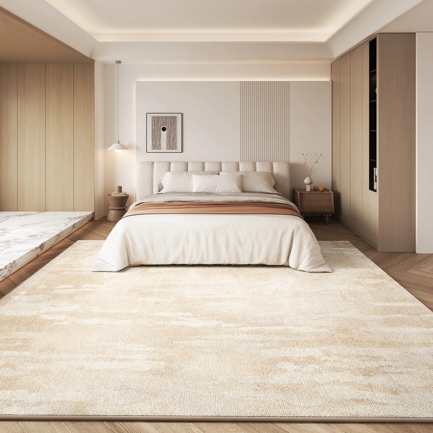 Cream Style Bedroom Decor Plush Carpet Thick Anti-slip Lounge Floor Mat Large Area Carpets for Living Room Fluffy Soft Study Rug