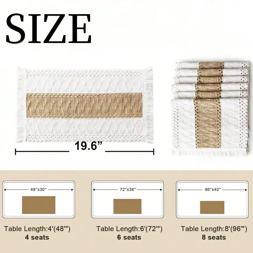 Boho Placemats Cotton Burlap and Kitchen Woven Thanksgiving Placemats with Tassels for Dining Table Centerpiece Home Decorations