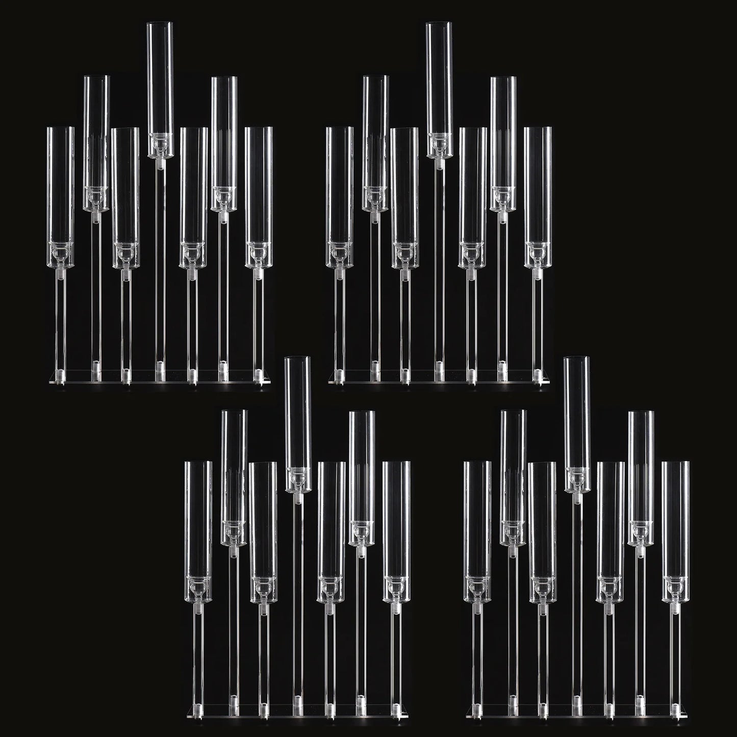4pcs 7-Arm Acrylic Candlestick Clear Candelabra 26.5 Inch Tall for Hanukkah Living Room Decor