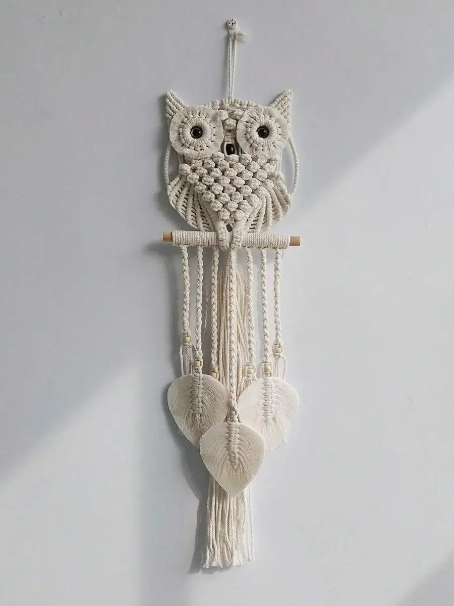 Macrame Owl Wall Hanging Handmade Boho Owl Decor For Nursery, Bedroom Or Entryway