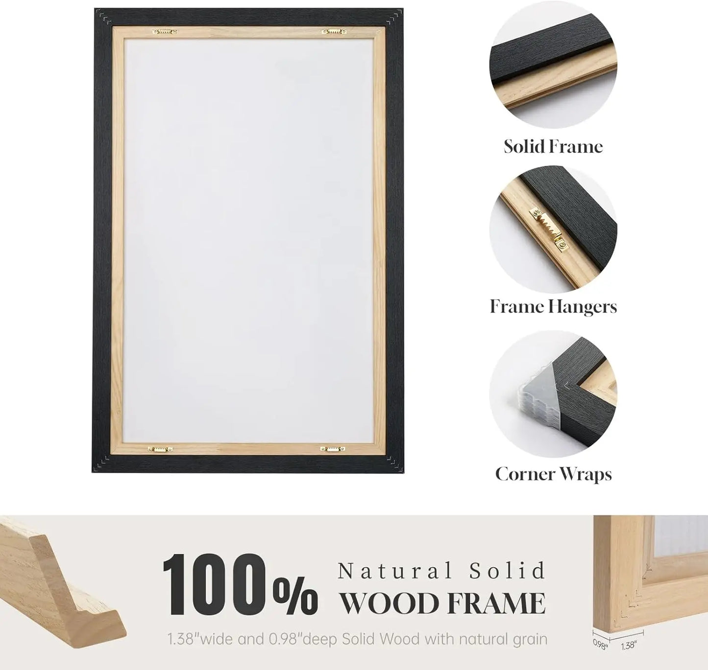Set of 3 Modern Abstract Canvas Prints in Black and Beige, Neutral Wall Art for Living Room, Bedroom, Office Decor 16x24 Inch