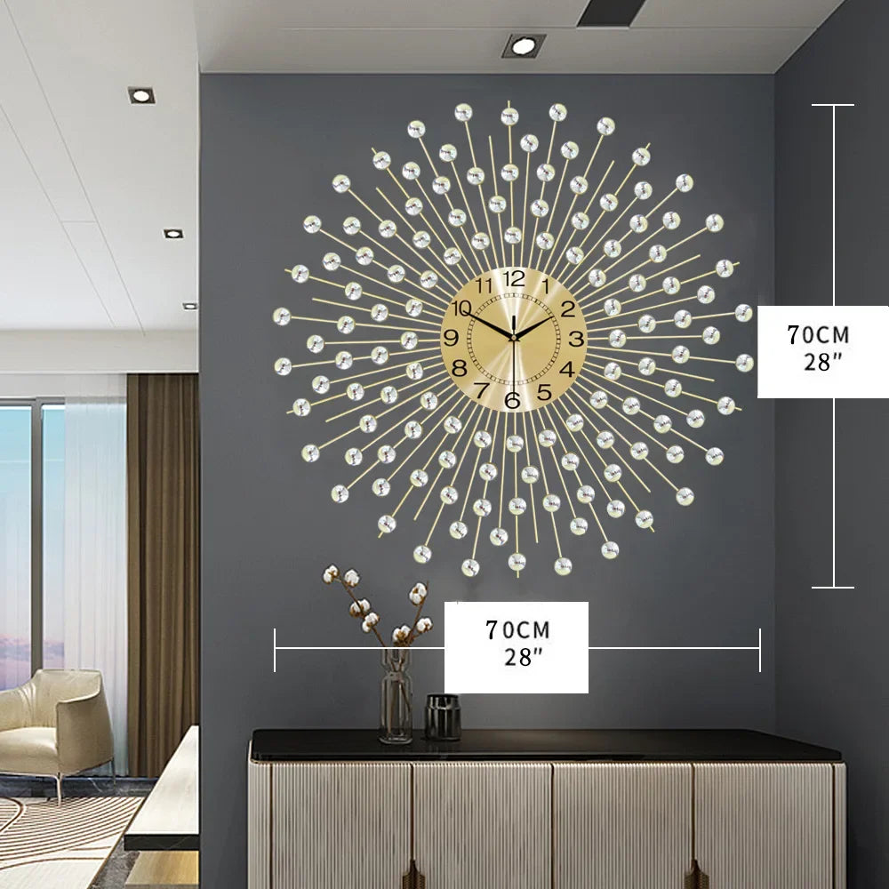 Gold Large Wall Clock Metal Silent Modern Luxury Nordic Clocks Wall Home Decor Gold Wall Watches Living Room Decoration Gift