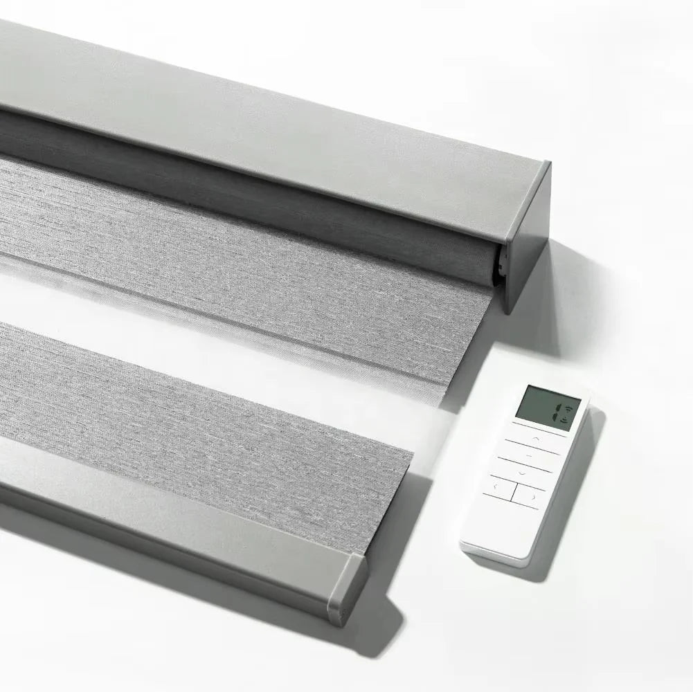 Customized Hot Selling Square Style Automatic Remote Voice Control Connect Wifi Google Zebra Blinds For Window