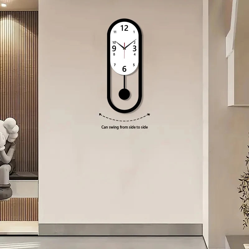 Elliptical swing wall clock silent clock is suitable for living room bedroom room decoration wall clock Christmas birthday gift.