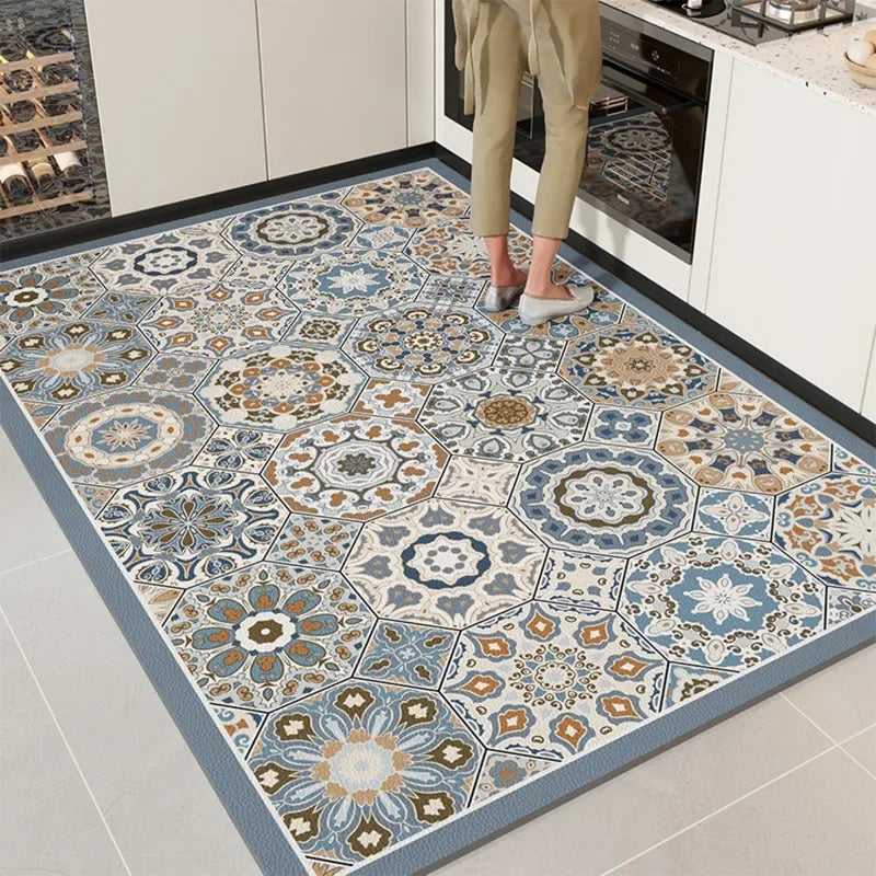 Kitchen Mat Pvc Waterproof Oil-proof Carpet Leather Large Rug Non-slip Floor Mats Area Rugs Pvc Alfombra Cocina Vinilica
