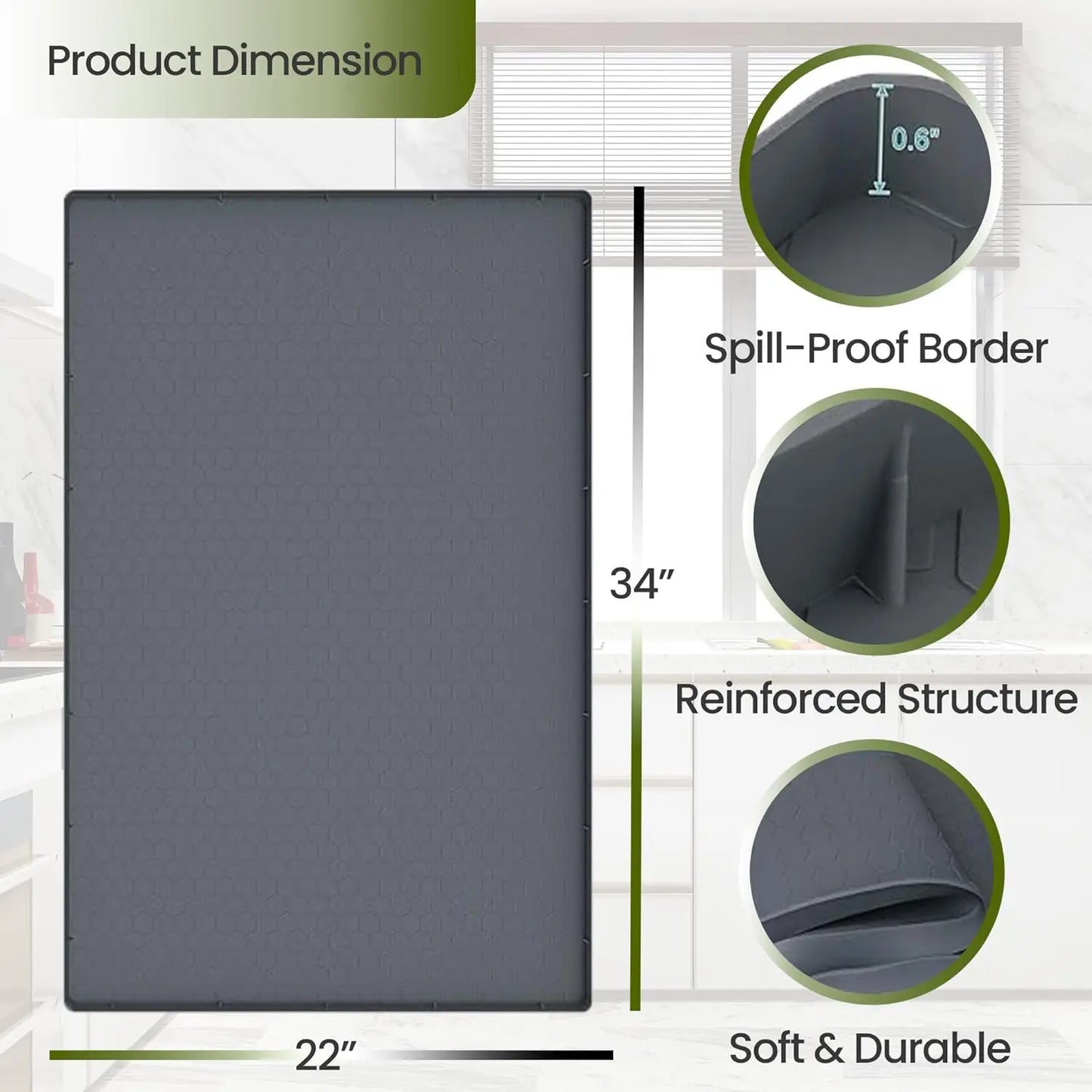 Silicone Under Sink Mat Waterproof Under Sink Liner Cabinet Protector Kitchen Sink Mat for Bottom of Sink Undersink Waterproof