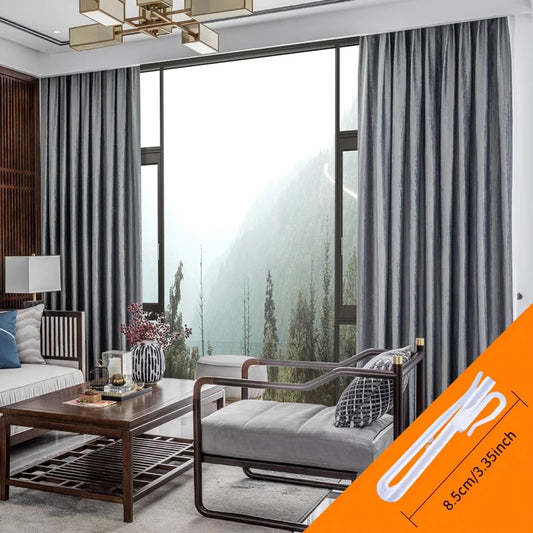 2pcs American retro light luxury Nordic bedroom living room shade bronzing velvet fabric finished hook curtain fabric