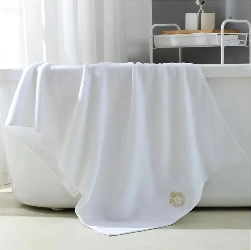 3pcs Embroidered White Cotton Towel Set Bath Towels Face Hand Washcloth Home Daily Use Personalized Gift Bathroom Towels Cover