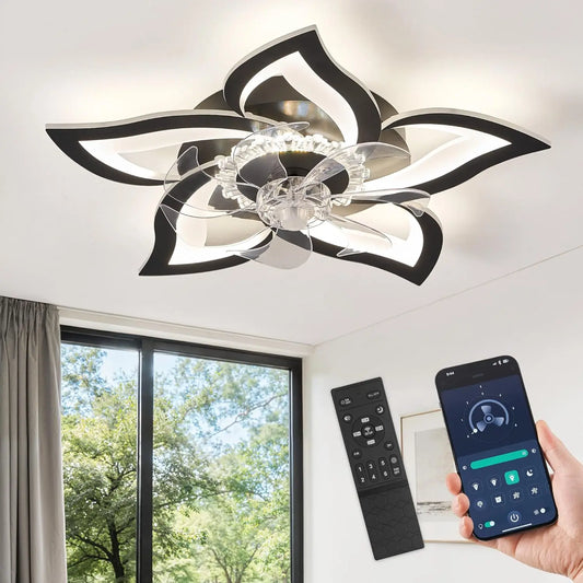 Modern LED Dimmable Ceiling Fan with Lights, Quiet 5-Blade Design, Remote Control, Ideal for Living Room, Bedroom, Dining Room