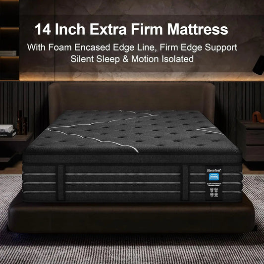 Extra Firm King Mattress, 14 Inch King Size Mattress,Luxurious Memroy Foam Hybrid Extra Lumbar Support, Back Pain, Customized