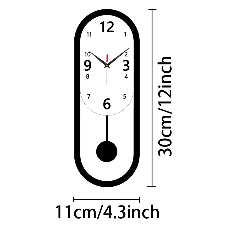 Elliptical swing wall clock silent clock is suitable for living room bedroom room decoration wall clock Christmas birthday gift.