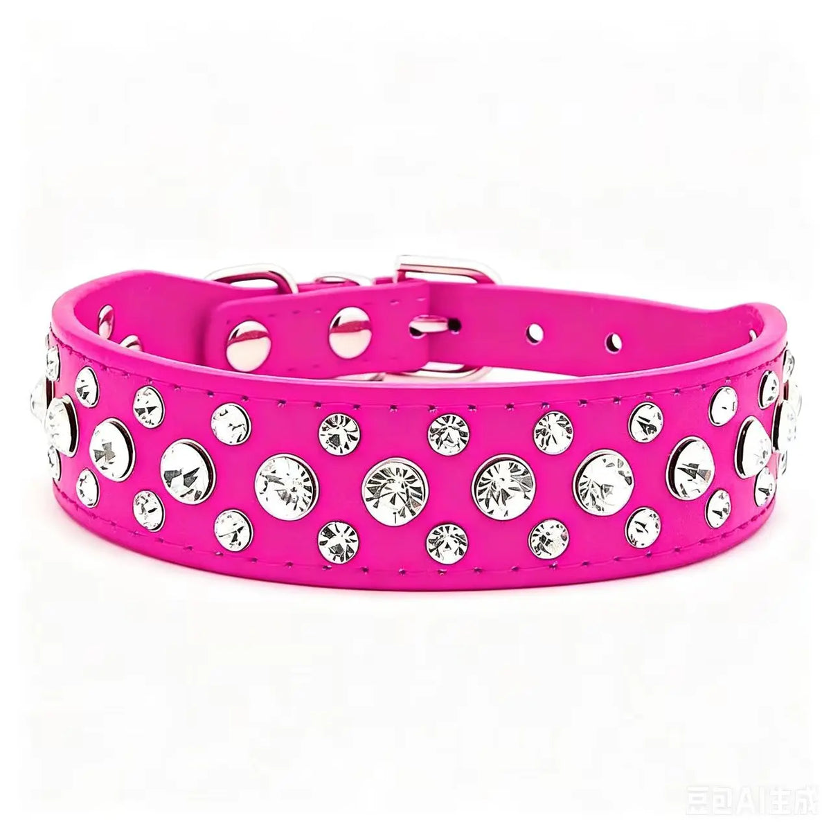Bling Rhinestone Pet Collar Soft PU Leather Dog Collar Adjustable Neck Strap Pet Supplies for Small Medium Dogs Cats