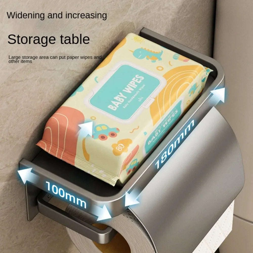 Self-Adhesive Toilet Paper Roll Holder Wall Mount or Adhesive Toilet Paper Holder with Shelf,Toilet Roll Holder, Tissue Holder
