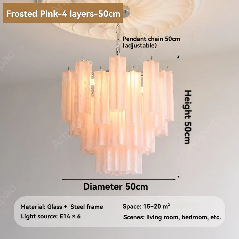 Round Murano Glass Chandelier Crystal Tube LED Ceiling Light for Living Room Dining Room Bedroom Luxury Modern Home Decor Lamp