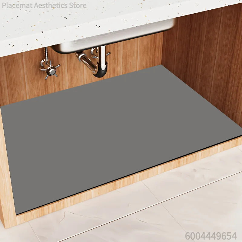 1pc Premium Sink Mat, Free Cutting - Leak-Proof Cabinet Protector Sink Mat, Reusable Cabinet Shelf Liner for Kitchen and Bathroo