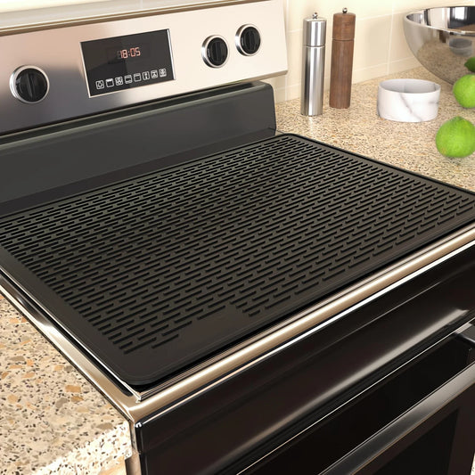 Silicone Stove Top Cover Mat, Heat Resistant Electric Glass Cooktop Protector, Extra Large Dish Drying Mat for Kitchen RV