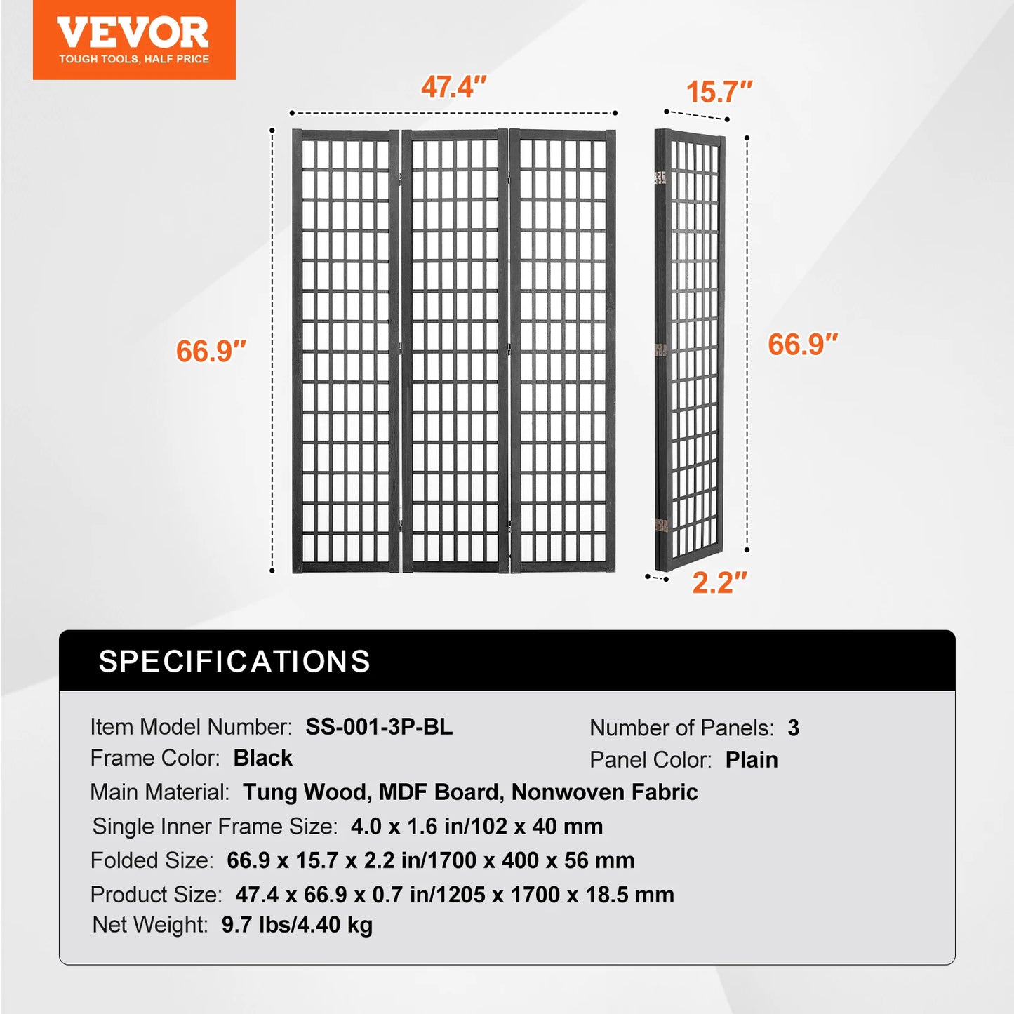 SucceBuy 3/4/6 Panel Wood Folding Privacy Screen Portable Decoration Screens for Room Separation Home Office Restaurant&Bedroom