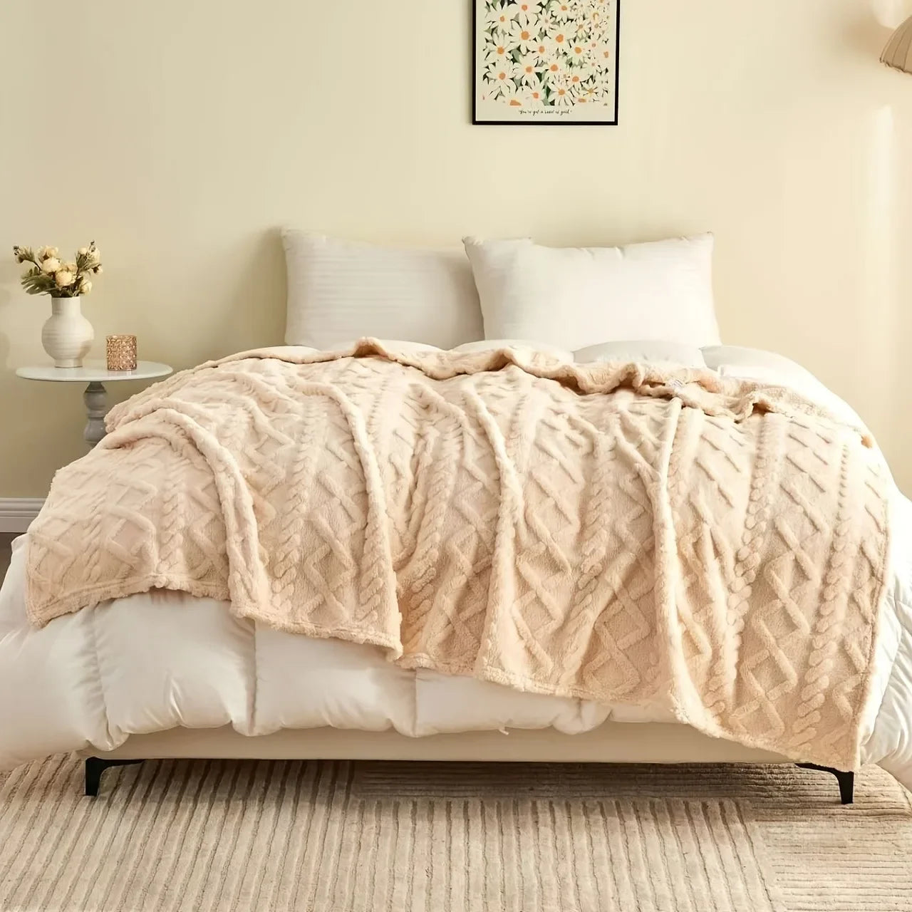 Lamb Fleece Blanket Comfortable Soft Plush Thick Warm Blanket Soft Warm Plush Air Conditioning Blanket Flannel Throw Blanket