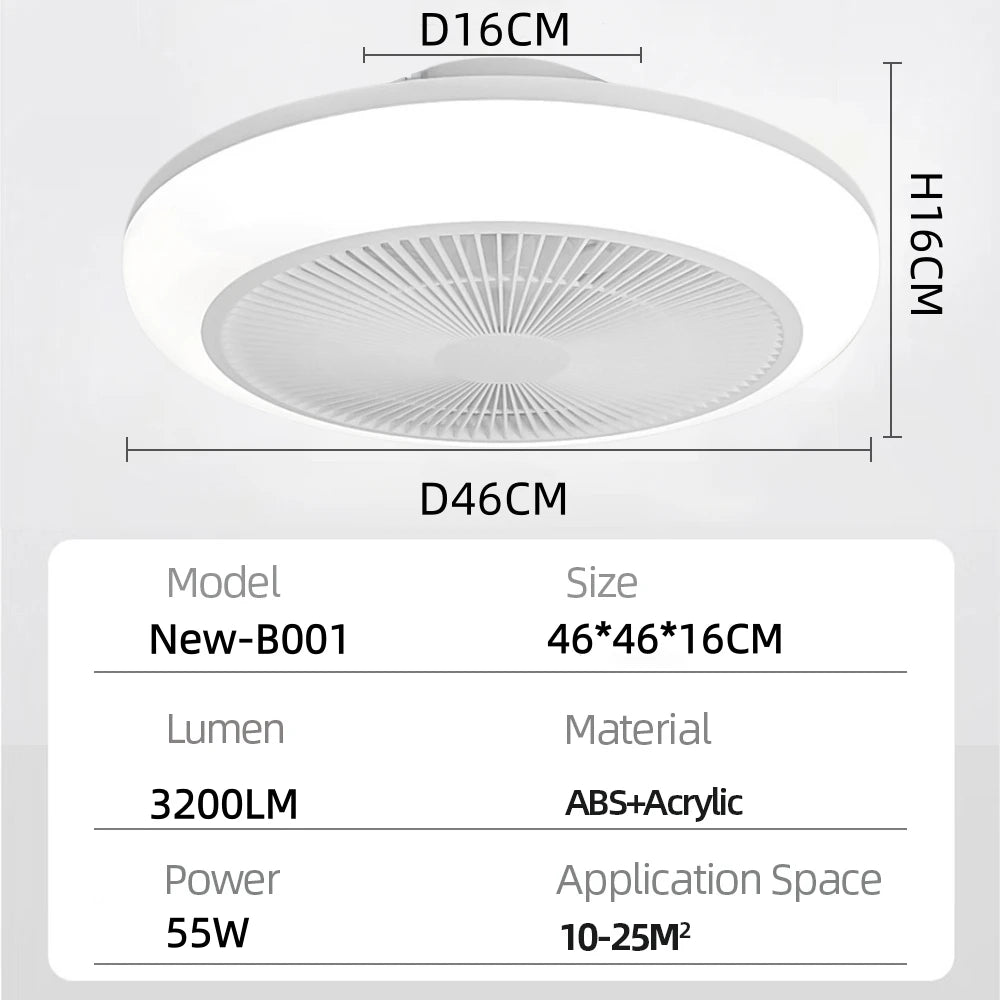Simple Ceiling Fan Lights for Bedroom Remote Control Living Room Electric Fan Three-color Dimmable Ceiling Fan Light