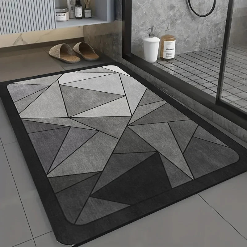 VIKAMA Minimalist Collection Geometric Bathroom Diatom Mud Carpet Quick drying Non slip Washable Shower Room Entrance Floor Mat