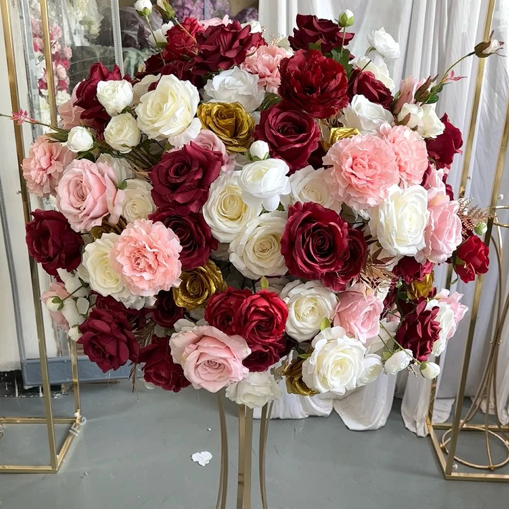 80/70/60/50/30cm Artificial Pink Large Flower Ball, Table Centerpiece for Special Event Decor, Floral Arrangement