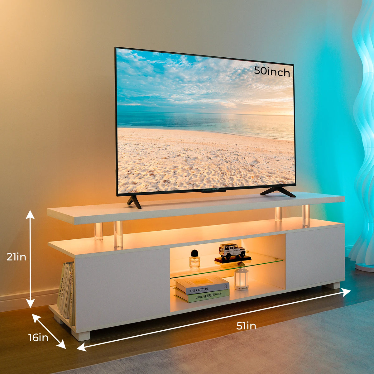 Cubehom TV Entertainment Center LED TV Stand, Gaming Center for 50 inch TV, Modern TV Stand with Storage, TV Console for Gaming