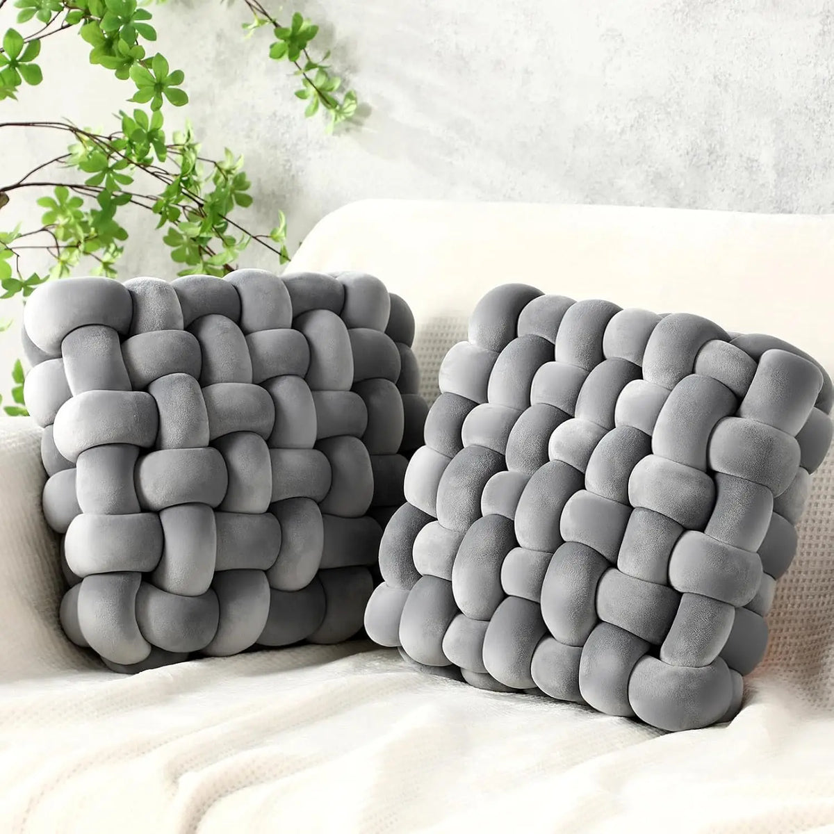 Hand Knot made Cushion 2025 Square Nordic Aesthetic Stuffed Plush Pillow Soft Skin-friendly for Office Chair & Home Sofa