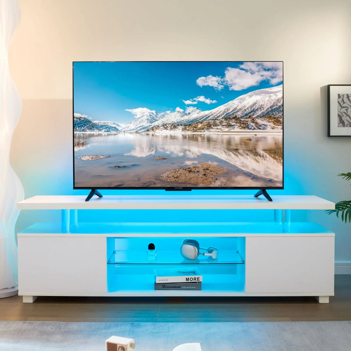 Cubehom TV Entertainment Center LED TV Stand, Gaming Center for 50 inch TV, Modern TV Stand with Storage, TV Console for Gaming