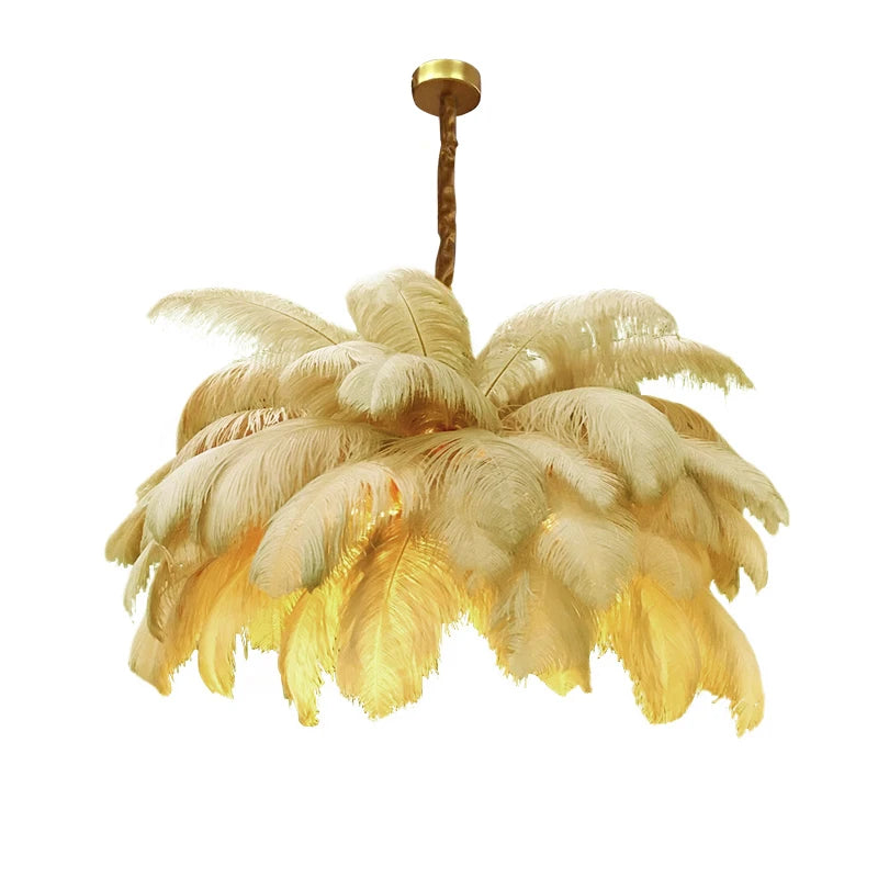 Nordic Ostrich Feather Lamp Led Pendant Lights Living Room Home Decor Bedroom Indoor Lighting Chandelier Hanging Light Fixture