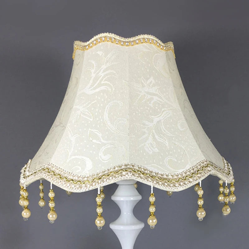 Retro Fringe Beads Lamp Cover E27 Cloth Pearl Tassel Table Lamp Shade Bedroom Wall European Style