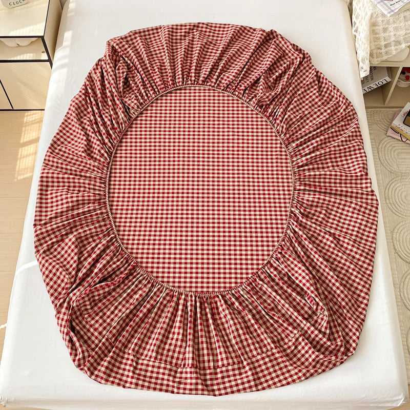 Pure Cotton Fitted Sheet Adults Kids Room Bedsheets Single/Twin/Queen/King Size Bed Cover Soft Mattress Protector