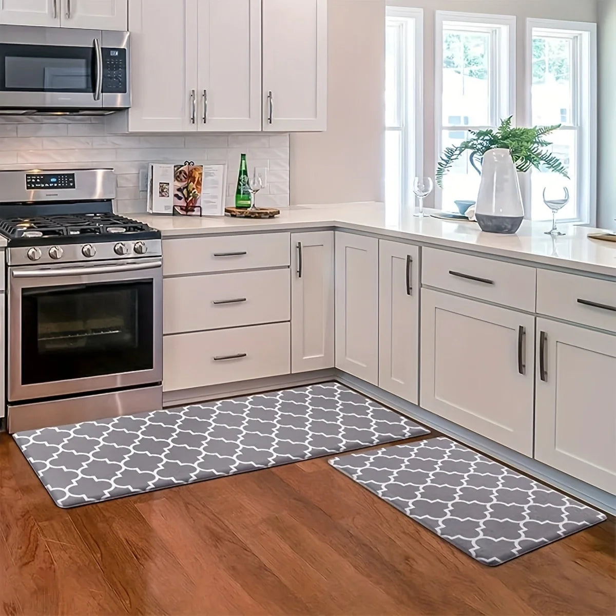 Anti-Fatigue Kitchen Mats Non-Slip Waterproof Kitchen Rugs and PVC Ergonomic Cushioning Rugs
