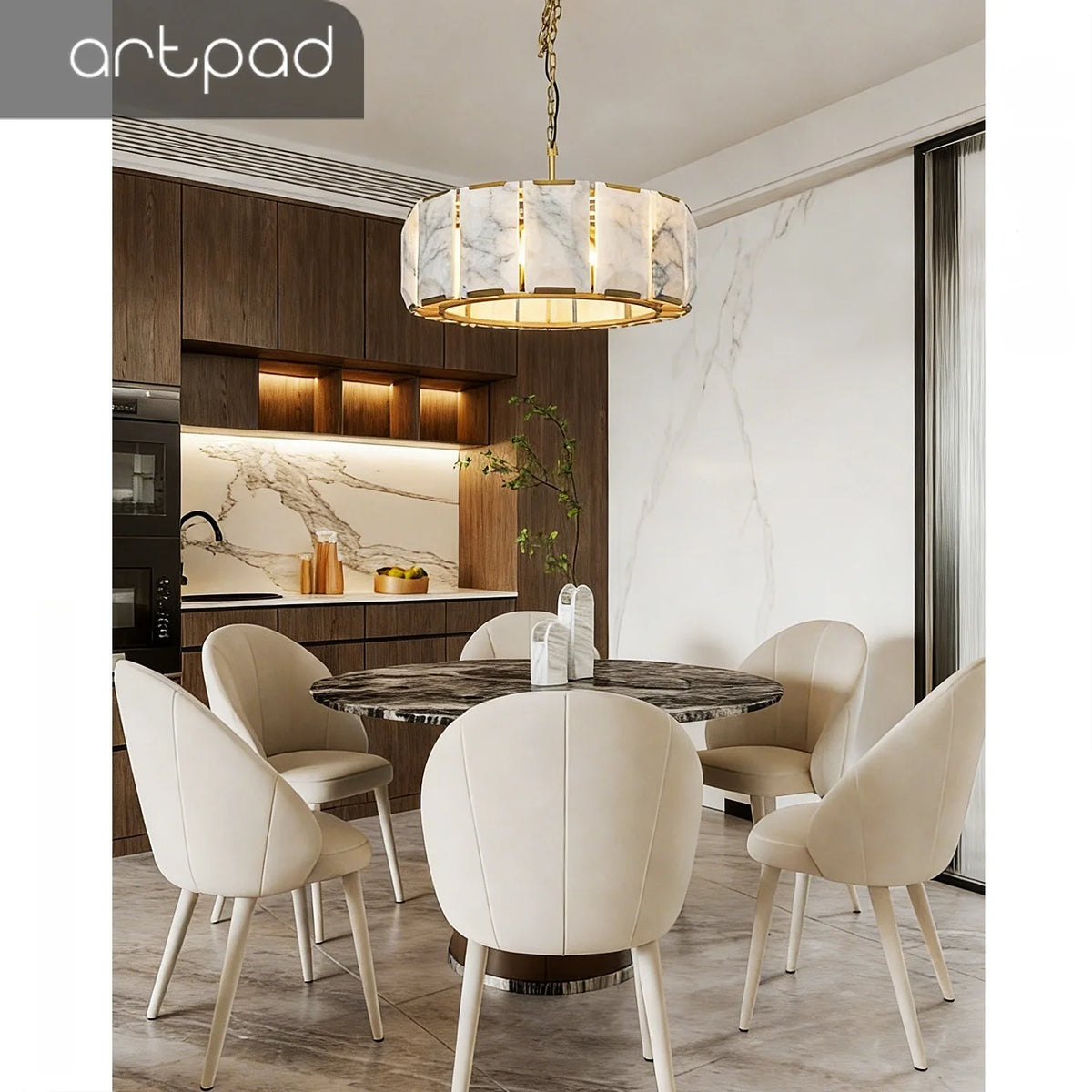 American Alabaster Pendant Chandelier Light for Living Room Dining Room Lustre Suspension Luminaire Lamp For Kitchen Island