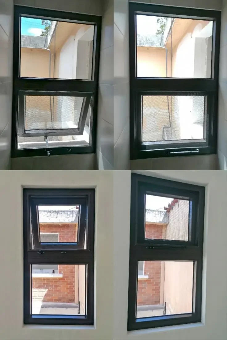 Aluminum Horizontal Tempered Tilt and Turn Windproof Double Glass Window Awning Windows with Screen Glazed Casement Windows