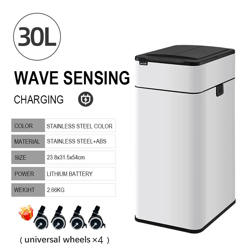 Smart Trash Can 20 30 40 50 60 Liters Wastebasket Large Kitchen Garbage Cube Home Automatic Stainless Steel Garbage Bin Dustbin