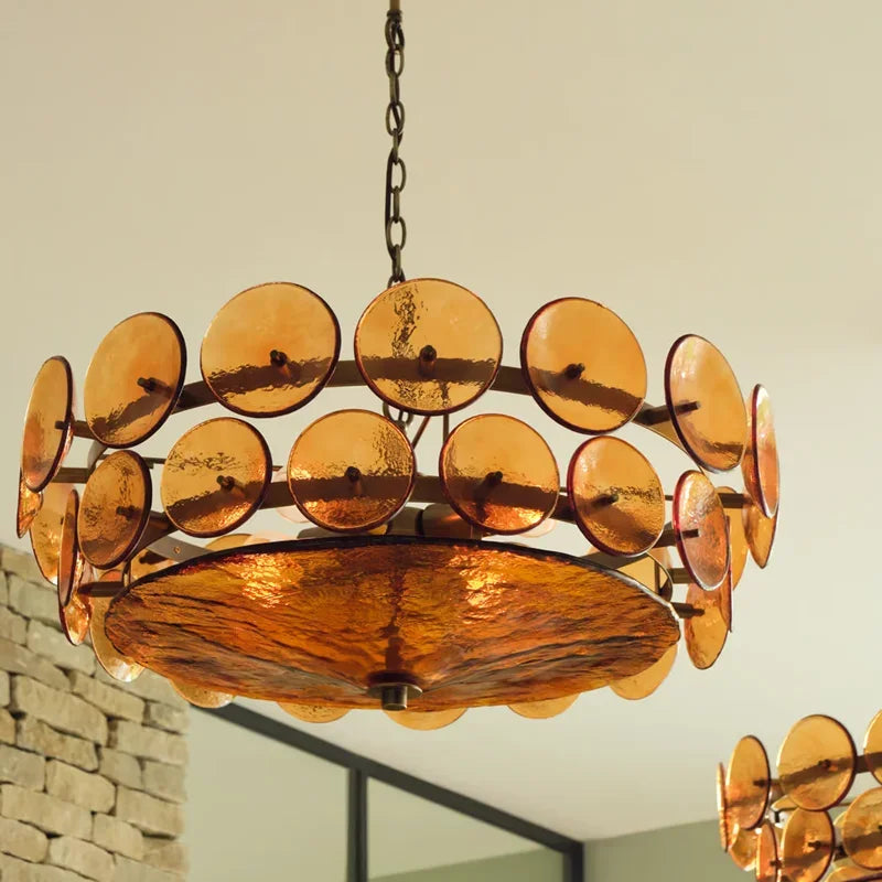 French Retro Brown Glass Pendant Lights Living Room Bedroom Restaurant Kitchen Hotel Luxury Chandeliers Home Decor Lamps Fixture