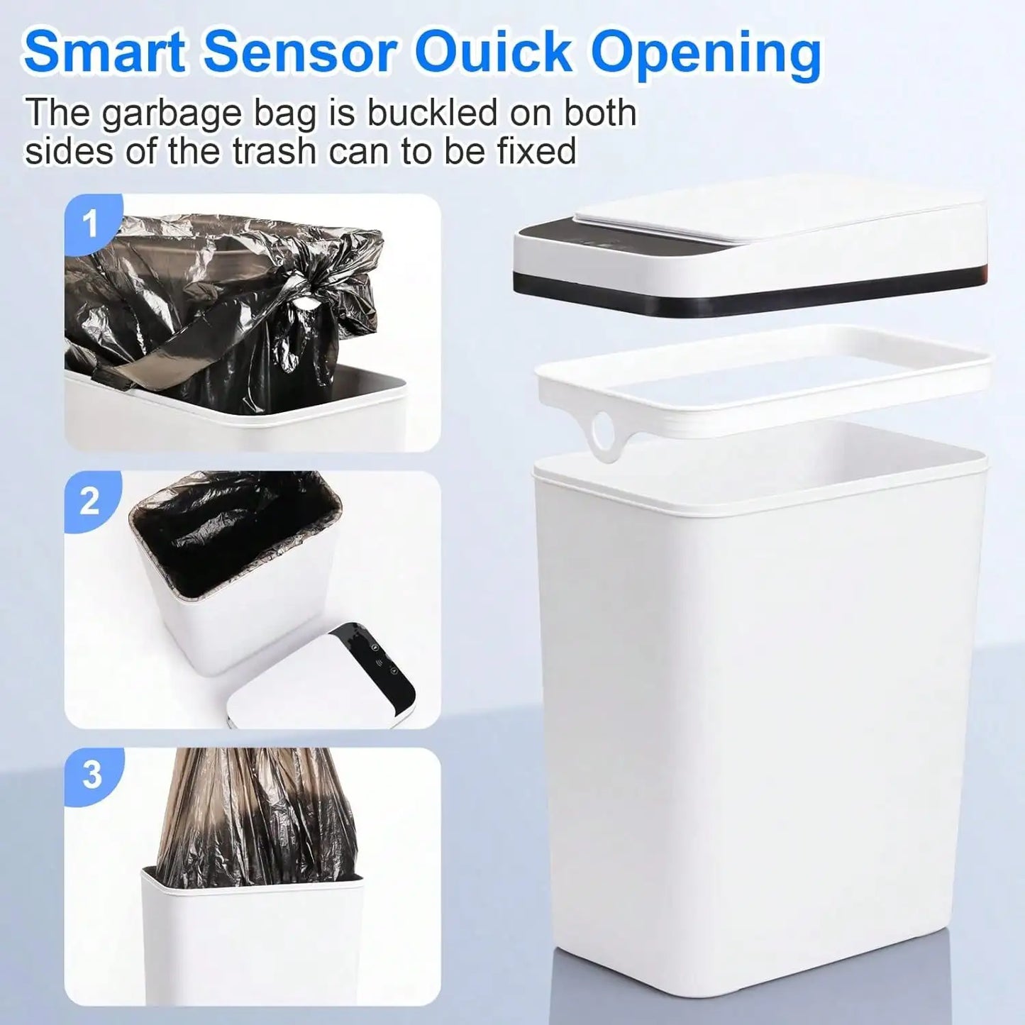 2/1PC Bathroom Trash Can, Compact And Durable Plastic Wastebasket With Built-In Handles, Easy To Clean, Rustproof, Space-Saving Design, Ideal For Small Spaces In Bathroom, Laundry, And Home Office
